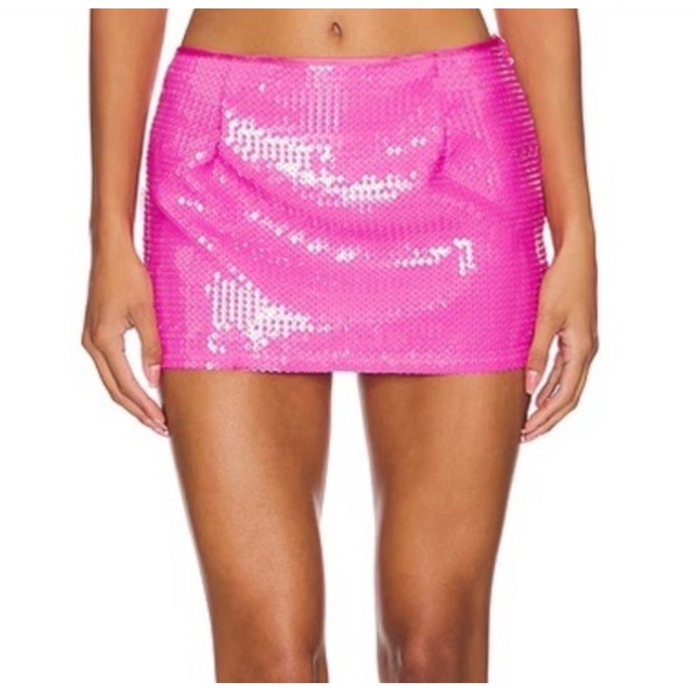 Miscreants Harper Sequin Mini Skirt Fuchsia Pink  UK 8 /‎ US 4 NWT